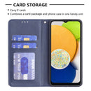 For Samsung Galaxy A03 166mm Rhombus Texture Magnetic Leather Phone Case(Blue)