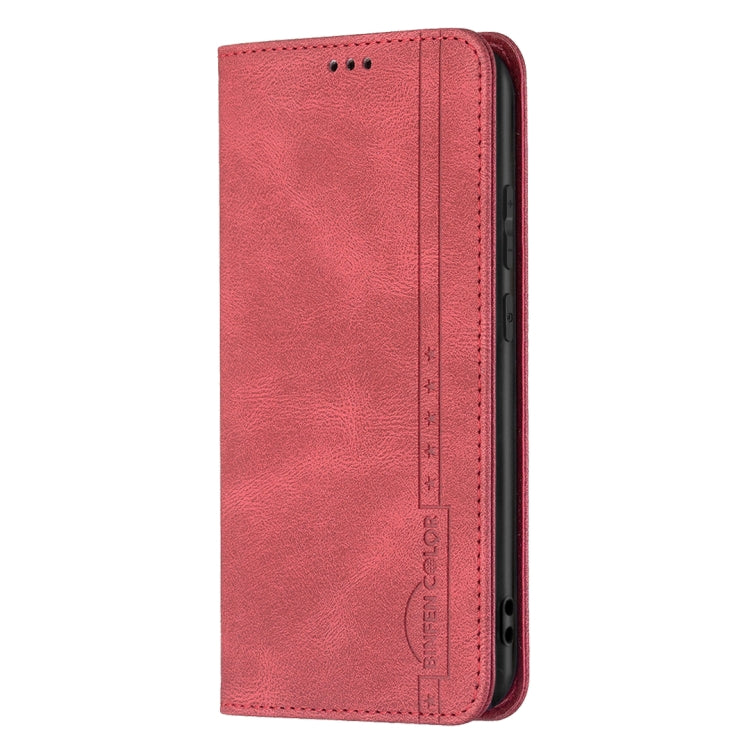 For Samsung Galaxy A03 166mm BF08 Magnetic RFID Flip Leather Phone Case(Red)