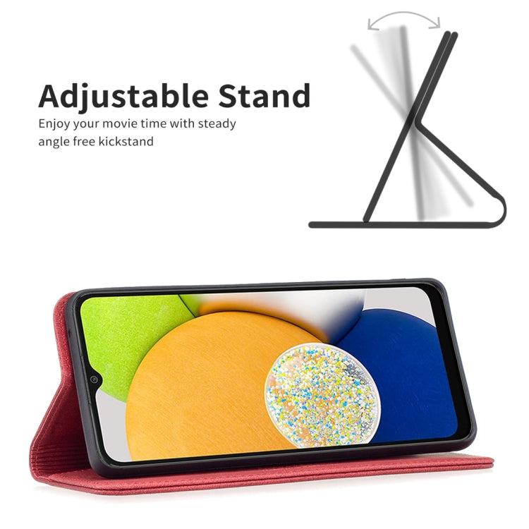 For Samsung Galaxy A03 166mm BF08 Magnetic RFID Flip Leather Phone Case(Red)