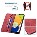 For Samsung Galaxy A03 166mm BF08 Magnetic RFID Flip Leather Phone Case(Red)