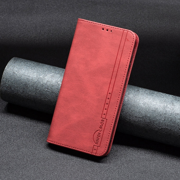 For Samsung Galaxy A03 166mm BF08 Magnetic RFID Flip Leather Phone Case(Red)