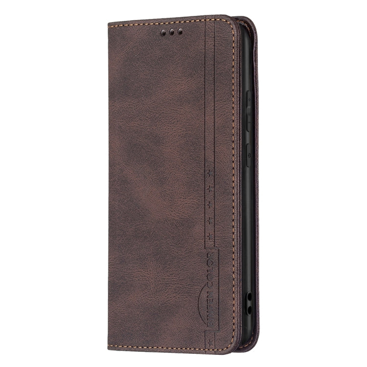 For Samsung Galaxy A03 166mm BF08 Magnetic RFID Flip Leather Phone Case(Brown)