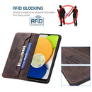 For Samsung Galaxy A03 166mm BF08 Magnetic RFID Flip Leather Phone Case(Brown)