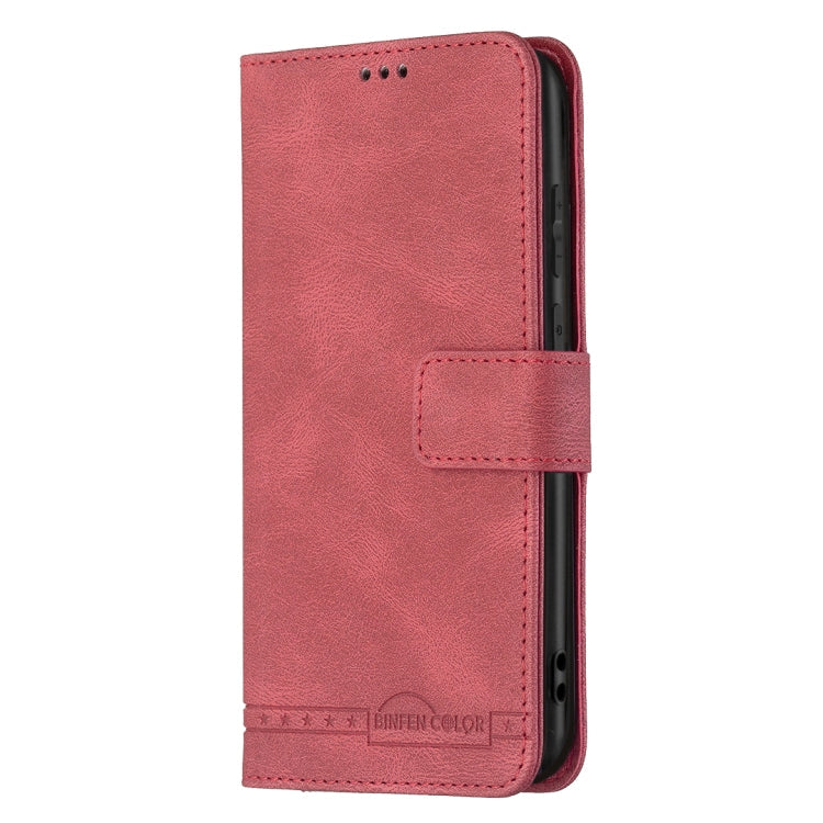 For Samsung Galaxy A03 166mm BF09 Magnetic Buckle RFID Flip Leather Phone Case(Red)