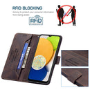 For Samsung Galaxy A03 166mm BF09 Magnetic Buckle RFID Flip Leather Phone Case(Brown)