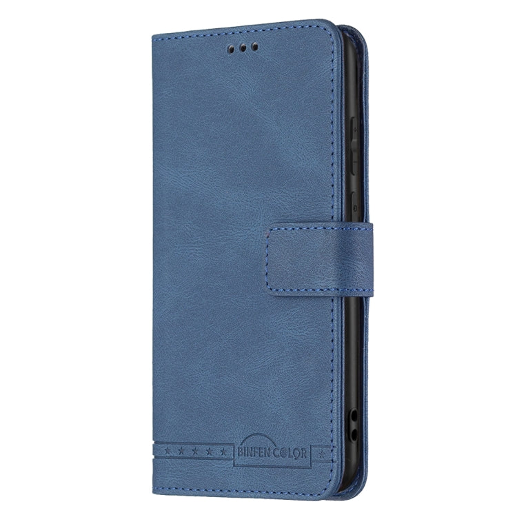 For Samsung Galaxy A03 166mm BF09 Magnetic Buckle RFID Flip Leather Phone Case(Blue)