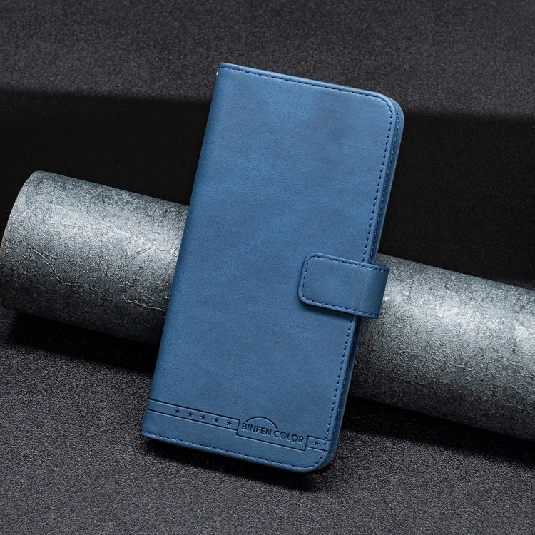 For Samsung Galaxy A03 166mm BF09 Magnetic Buckle RFID Flip Leather Phone Case(Blue)