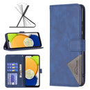 For Samsung Galaxy A03 166mm BF05 Magnetic Buckle Rhombus Texture Leather Phone Case(Blue)