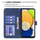 For Samsung Galaxy A03 166mm BF05 Magnetic Buckle Rhombus Texture Leather Phone Case(Blue)