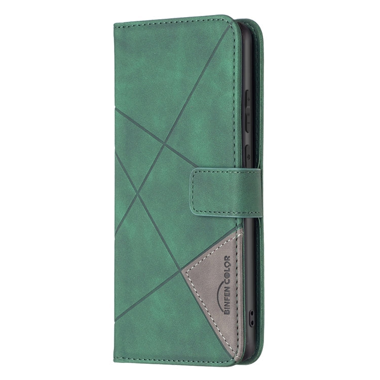For Samsung Galaxy A03 166mm BF05 Magnetic Buckle Rhombus Texture Leather Phone Case(Green)