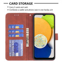 For Samsung Galaxy A03 166mm BF05 Magnetic Buckle Rhombus Texture Leather Phone Case(Brown)