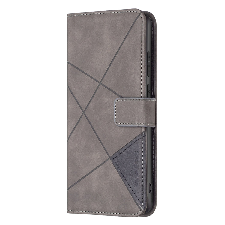 For Samsung Galaxy A03 166mm BF05 Magnetic Buckle Rhombus Texture Leather Phone Case(Grey)