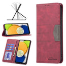 For Samsung Galaxy A03 166mm BF10 Color Block Magnetic Flip Leather Phone Case(Red)