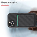 Carbon Fiber Leather Card Magsafe Case For iPhone 13(Black)