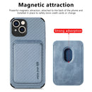 Carbon Fiber Leather Card Magsafe Case For iPhone 13(Blue)