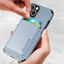 Carbon Fiber Leather Card Magsafe Case For iPhone 13(Blue)