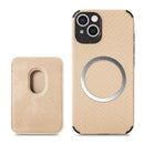 Carbon Fiber Leather Card Magsafe Case For iPhone 13(Khaki)