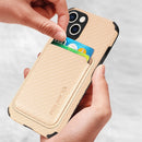 Carbon Fiber Leather Card Magsafe Case For iPhone 13(Khaki)