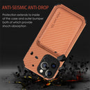 For iPhone 13 Pro Carbon Fiber Leather Card Magsafe Case (Brown)