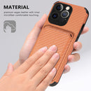 For iPhone 13 Pro Carbon Fiber Leather Card Magsafe Case (Brown)