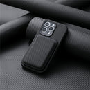 Carbon Fiber Leather Card Magsafe Case For iPhone 13 Pro Max(Black)