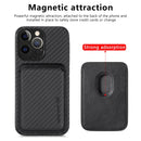Carbon Fiber Leather Card Magsafe Case For iPhone 13 Pro Max(Black)