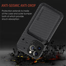 Carbon Fiber Leather Card Magsafe Case For iPhone 13 Pro Max(Black)