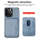 Carbon Fiber Leather Card Magsafe Case For iPhone 13 Pro Max(Blue)