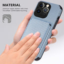 Carbon Fiber Leather Card Magsafe Case For iPhone 13 Pro Max(Blue)
