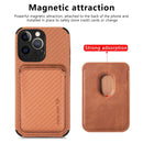 Carbon Fiber Leather Card Magsafe Case For iPhone 13 Pro Max(Brown)