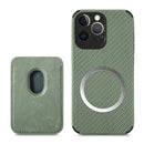 Carbon Fiber Leather Card Magsafe Case For iPhone 13 Pro Max(Green)
