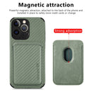 Carbon Fiber Leather Card Magsafe Case For iPhone 13 Pro Max(Green)