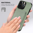 Carbon Fiber Leather Card Magsafe Case For iPhone 13 Pro Max(Green)