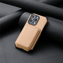 Carbon Fiber Leather Card Magsafe Case For iPhone 13 Pro Max(Khaki)
