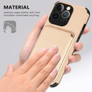 Carbon Fiber Leather Card Magsafe Case For iPhone 13 Pro Max(Khaki)