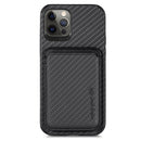 Carbon Fiber Leather Card Magsafe Case For iPhone 12 mini(Black)