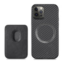 Carbon Fiber Leather Card Magsafe Case For iPhone 12 / 12 Pro(Black)