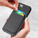 Carbon Fiber Leather Card Magsafe Case For iPhone 12 / 12 Pro(Black)