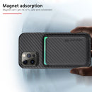 Carbon Fiber Leather Card Magsafe Case For iPhone 12 / 12 Pro(Black)