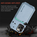 Carbon Fiber Leather Card Magsafe Case For iPhone 12 / 12 Pro(Blue)