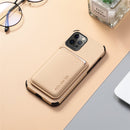 Carbon Fiber Leather Card Magsafe Case For iPhone 12 / 12 Pro(Khaki)