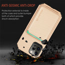 Carbon Fiber Leather Card Magsafe Case For iPhone 12 / 12 Pro(Khaki)