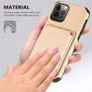 Carbon Fiber Leather Card Magsafe Case For iPhone 12 / 12 Pro(Khaki)