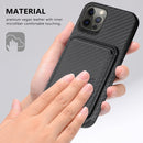 Carbon Fiber Leather Card Magsafe Case For iPhone 12 Pro Max(Black)