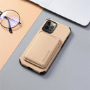 Carbon Fiber Leather Card Magsafe Case For iPhone 12 Pro Max(Khaki)