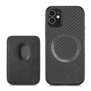 Carbon Fiber Leather Card Magsafe Case For iPhone 11(Black)