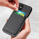 Carbon Fiber Leather Card Magsafe Case For iPhone 11(Black)