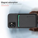 Carbon Fiber Leather Card Magsafe Case For iPhone 11(Black)