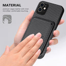 Carbon Fiber Leather Card Magsafe Case For iPhone 11(Black)