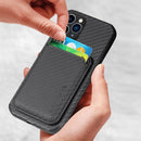 Carbon Fiber Leather Card Magsafe Case For iPhone 11 Pro(Black)